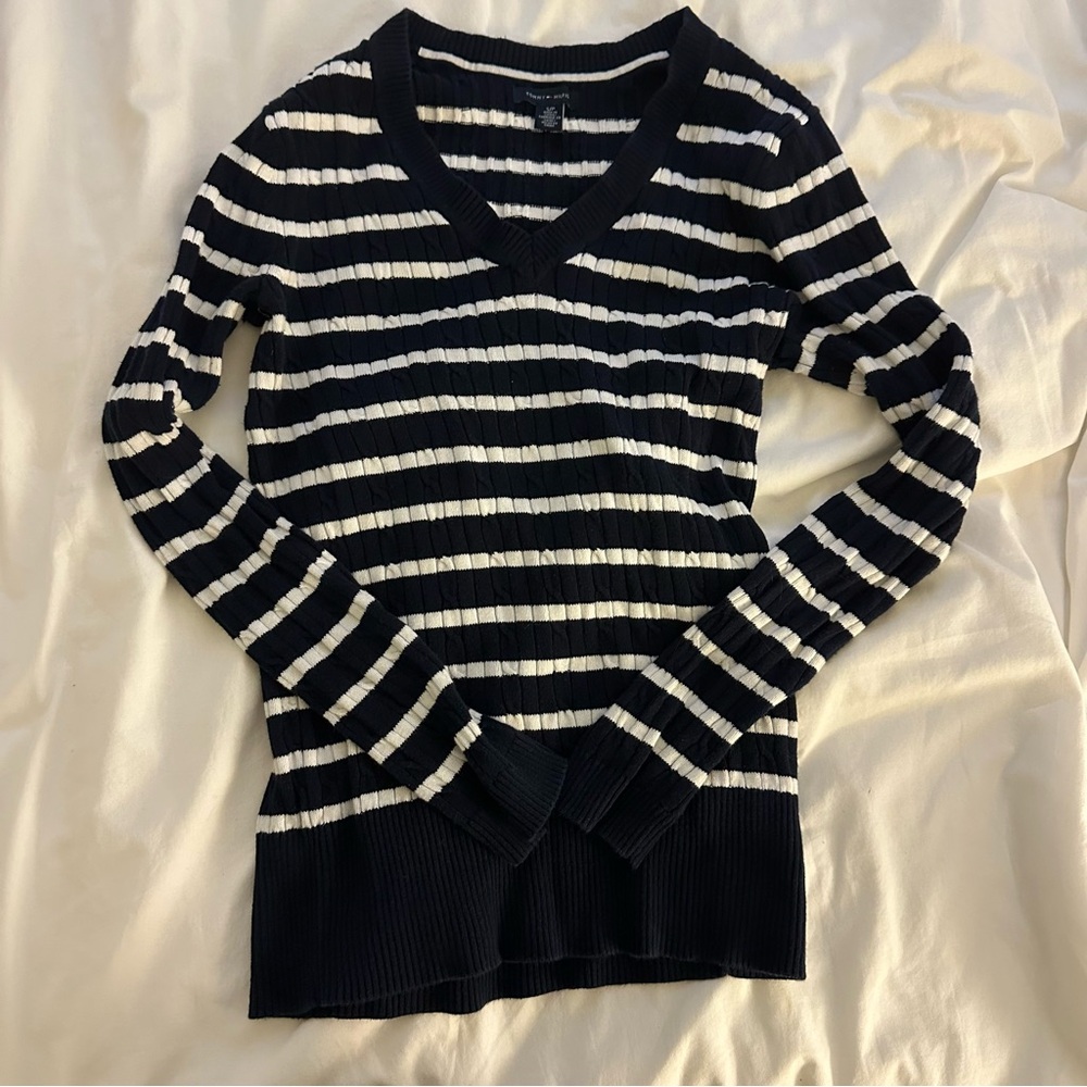Tommy Hilfiger navy white striped sweater